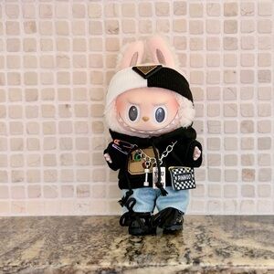 Hoodie and denim Labubu outfit